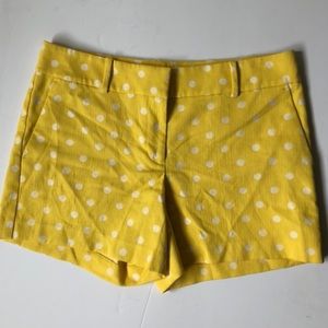 Ann Taylor Size 6 Yellow White Polka Dot Shorts